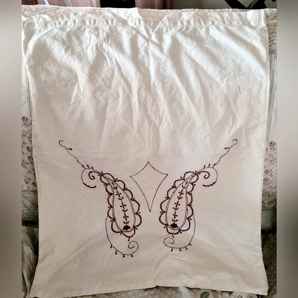 Vintage Laura Ashley Cotton Embroidered Laundry Bag & Bonus Bag
